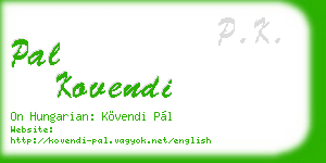 pal kovendi business card