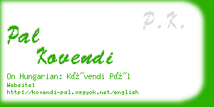 pal kovendi business card